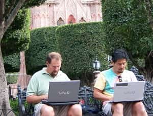 Outdoor internet cafe in San Miguel Mexican auto insurance at Mexican Insurance Store