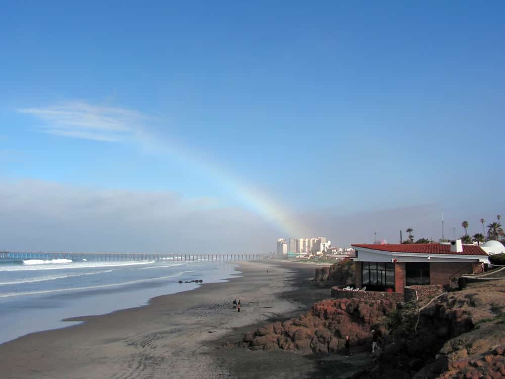 rainbow, Rosarito Beach pier Mexican insurance from MexicanInsuranceStore.com