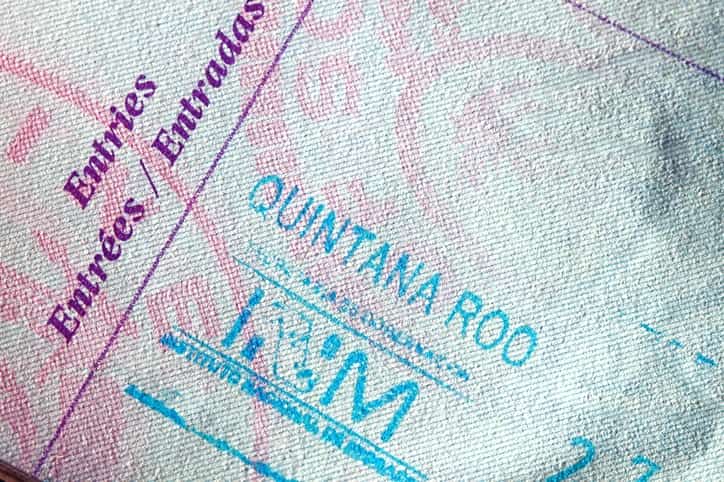 Passport page with entry stamp for Mexico.